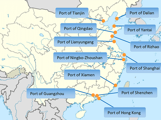 Main Seaports in China
