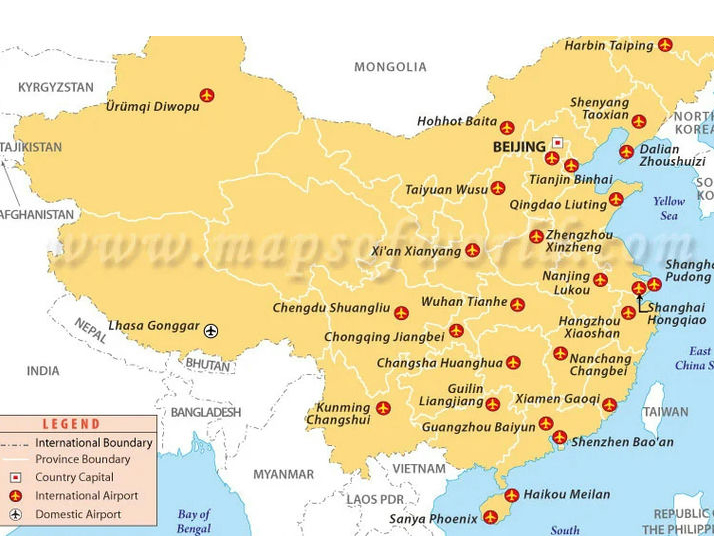 Major Airports in China - shipping from China to Russia