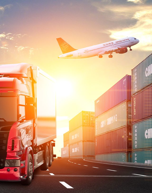 Aircraft and containers and the truck - Air freight