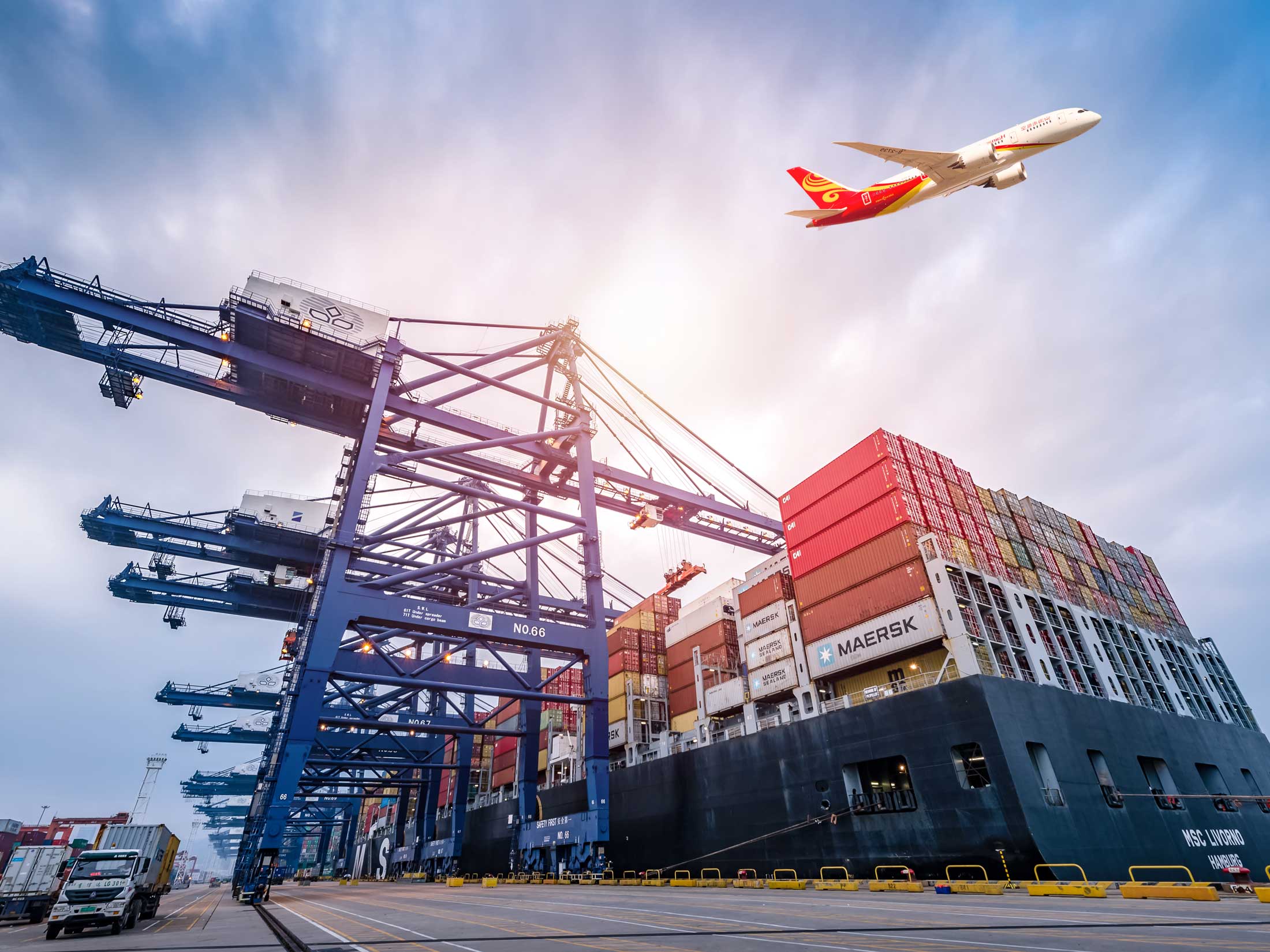 Ships and Aircraft in the Port