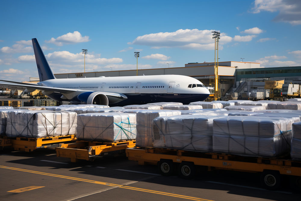 air freight and cargo on the airport