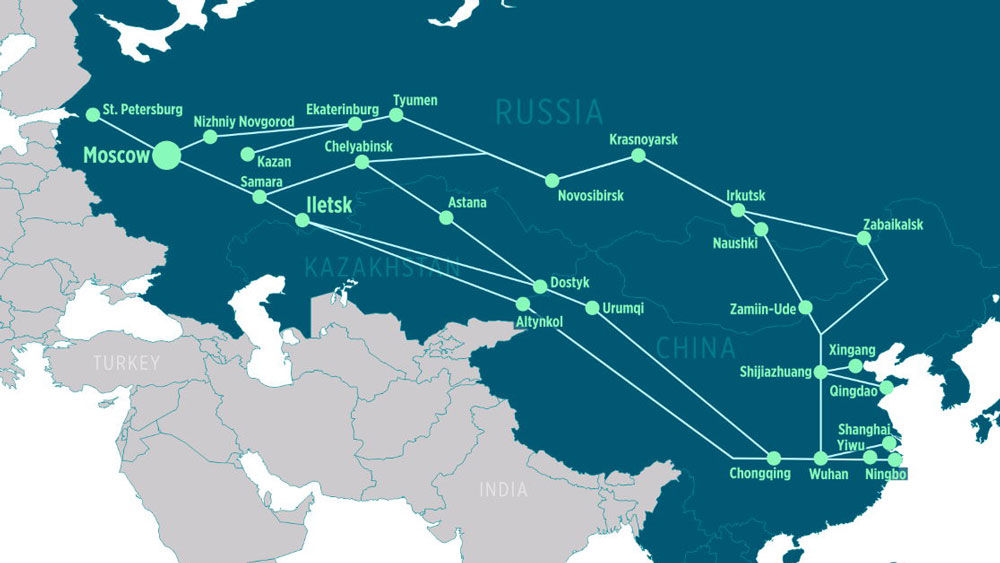 rail freight route from China to Russia